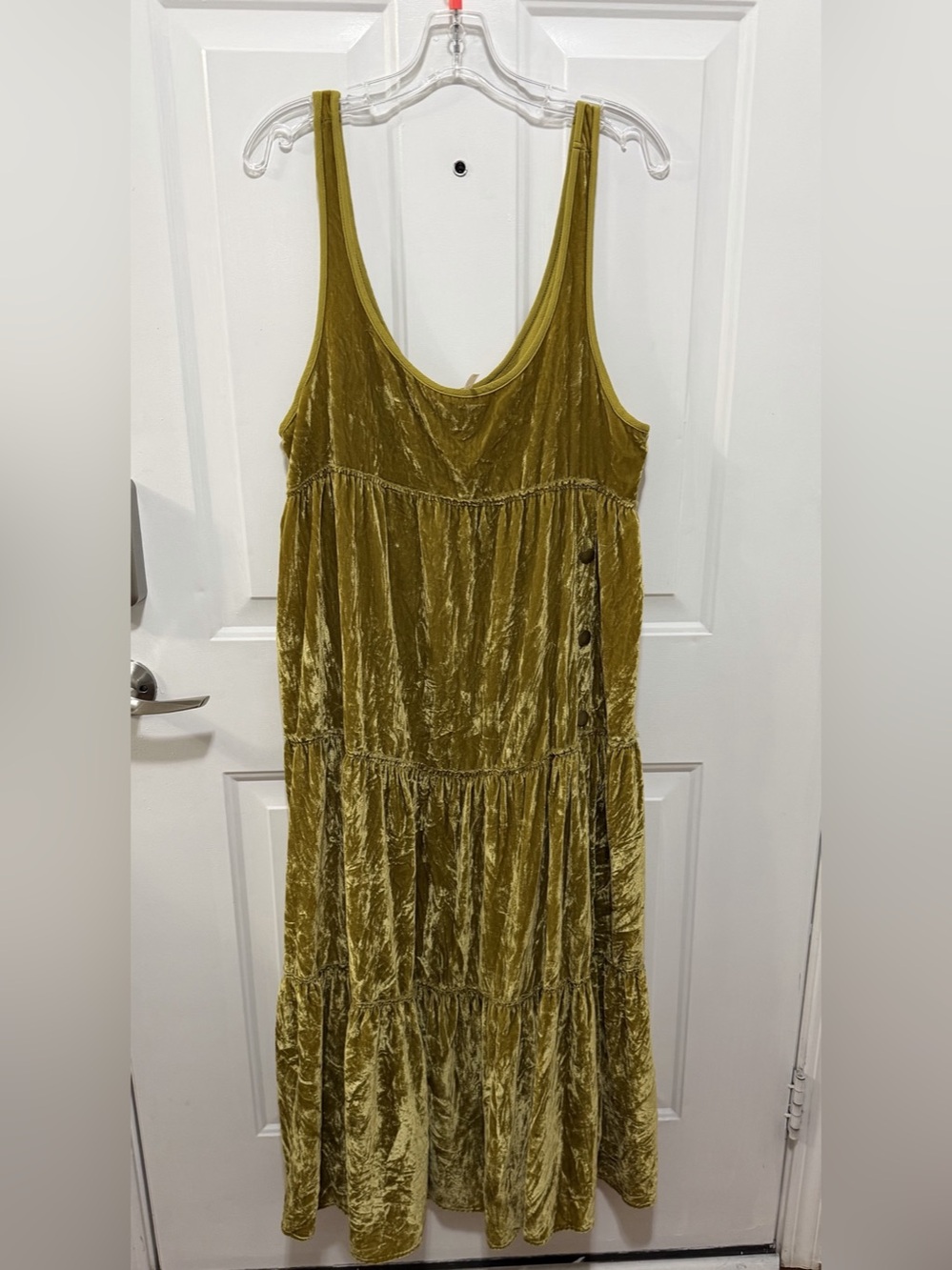 Free People On My Mind Velvet Maxi Dress yellow / green Medium